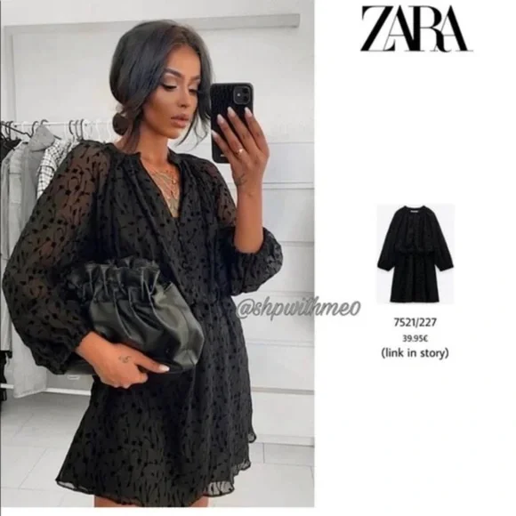 long dress with neck wrap Cue Wrap Long Sleeve Dress Black Dot Print / XS main image 1